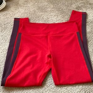 Zyia Active Red Purple Royalty Stripe Light N Tight High Rise Leggings Size 8-10